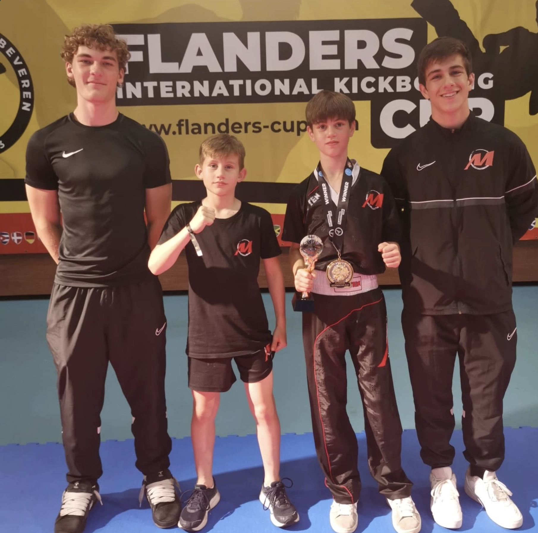 Athleten des Martial Arts Sports Center Grünstadt beim Flanders International Kickboxing Cup 2026 in Belgien mit Gold- und Silbermedaillen.